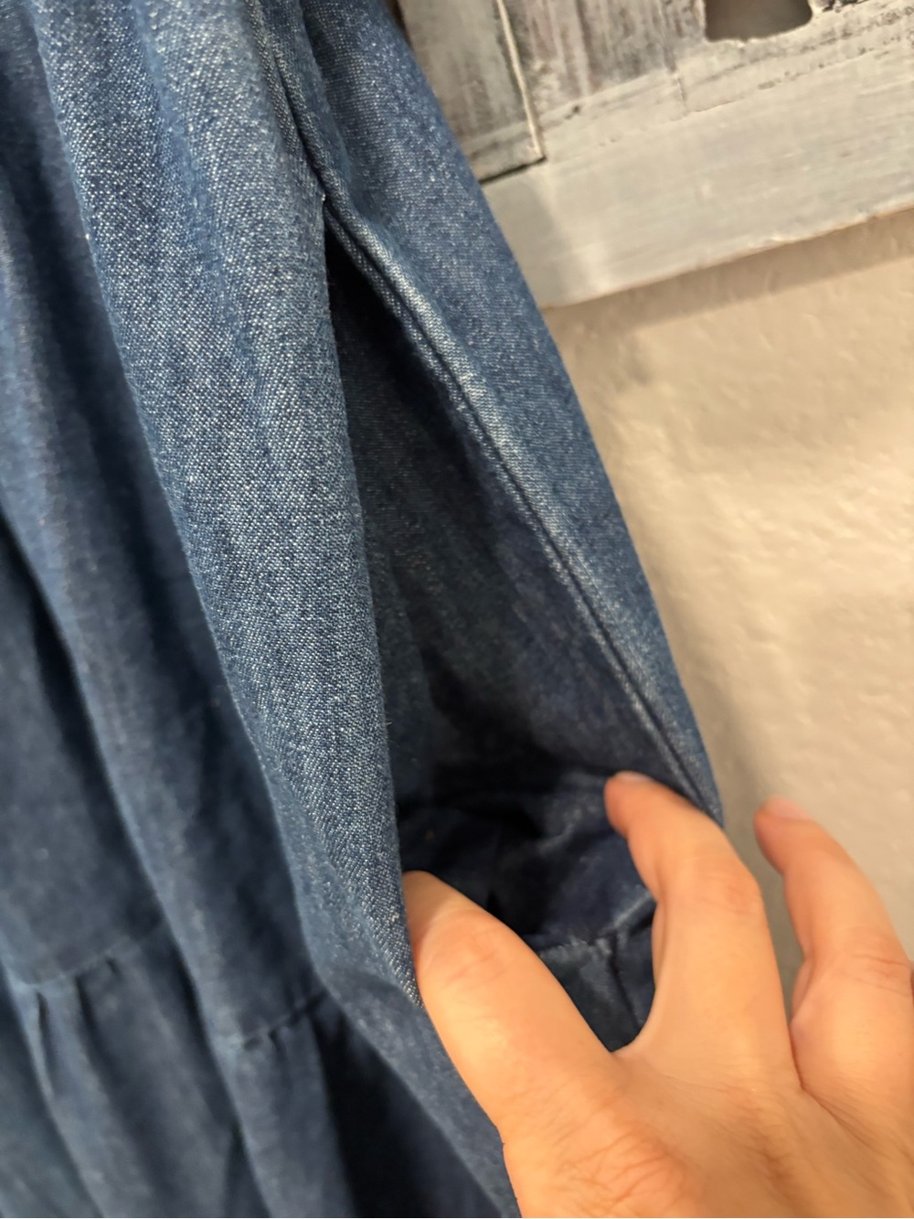 City Chic August Short Sleeve Dark Blue Denim Tiered Midi Dress - Picture 8 of 11